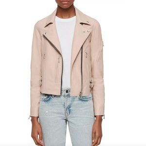 ALLSAINTS  Prescott Leather Biker Jacket In Nude Pink